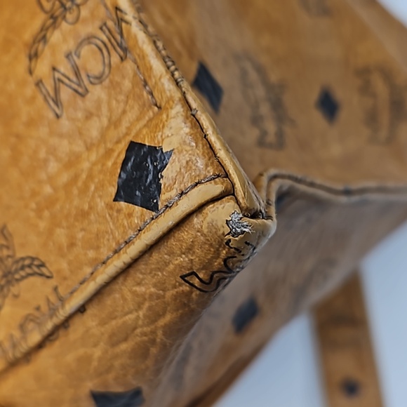 Authentic MCM Monogram Vintage Shoulder Tote Bag Cognac Visetos - Picture 15 of 16